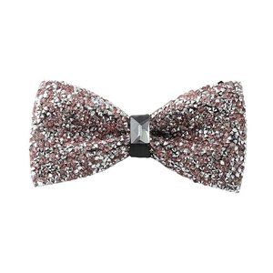 Mens Womens Rhinestone Bow Tie Satin Sequin Light Pink